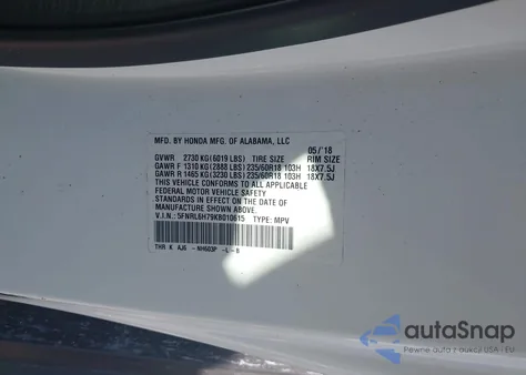 2019 Honda Odyssey Ex-L from USA, damaged, VIN 5FNRL6H79KB010615
